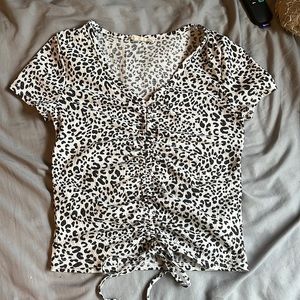 Olivia Rae v cut black and white leopard print baby tee